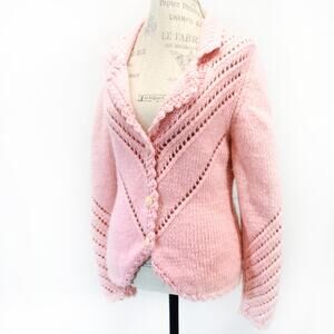 INTI Handmade Vintage 100% Yams Cottagecore Grandmacore Sweater Cardigan Small